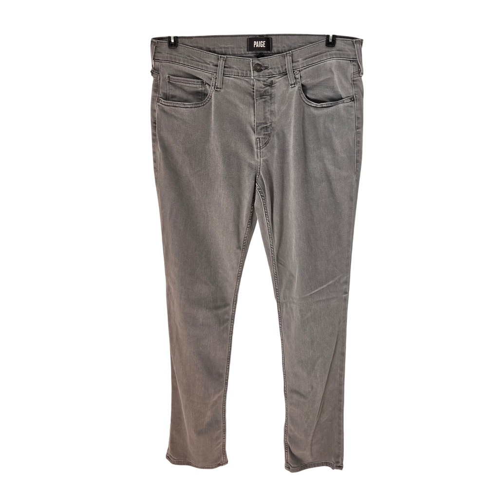Paige Federal Slim Straight Jeans Mens 34 Grey Stretch Denim Pants